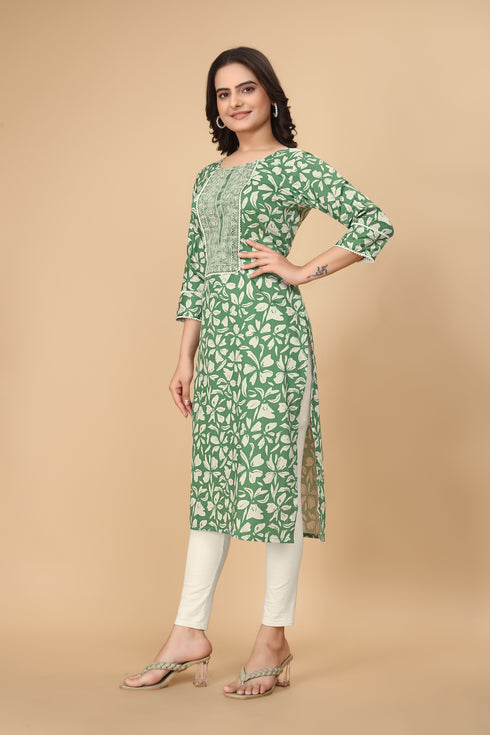 OWO THE LABEL Long Kurti For women with beautiful Embroidery work (OTLKRT2005)