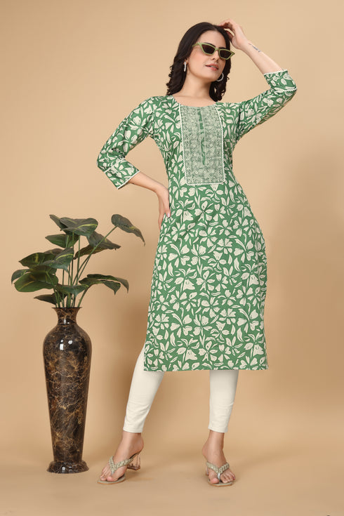 OWO THE LABEL Long Kurti For women with beautiful Embroidery work (OTLKRT2005)