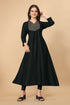 OWO THE LABEL Women Kurti Thread Embroidery Flare Long Kurta (OTLKRT2011)