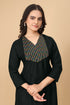 OWO THE LABEL Women Kurti Thread Embroidery Flare Long Kurta (OTLKRT2011)
