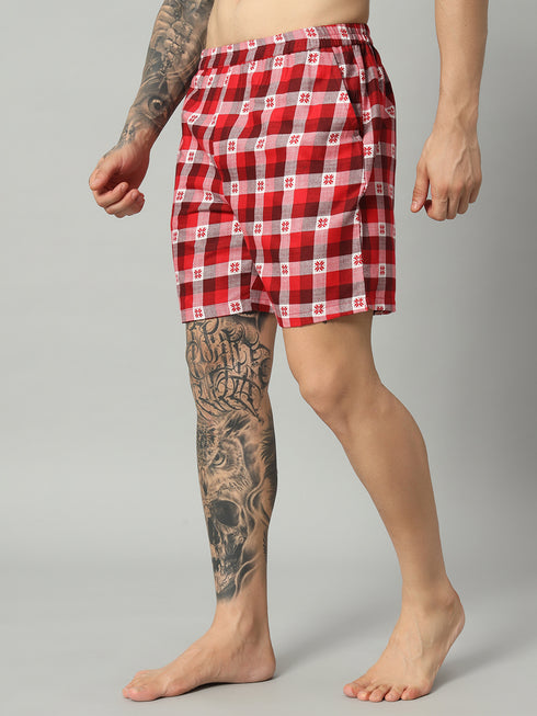 OWO THE LABEL Men’s Organic Cotton Boxer Shorts – Fresh Comfort with a Checked Print