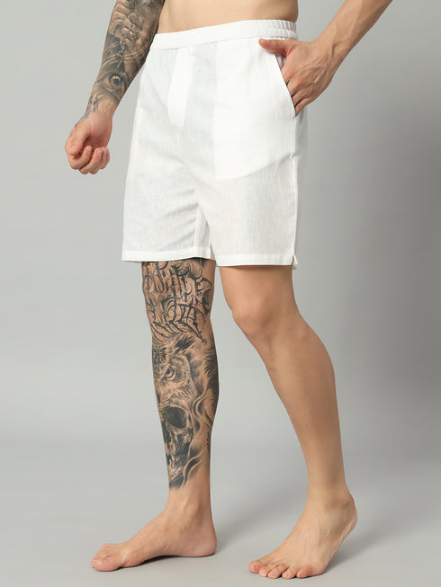 Organic Linen Men's Boxer Shorts - White | Regular Fit, Comfortable & Breathable