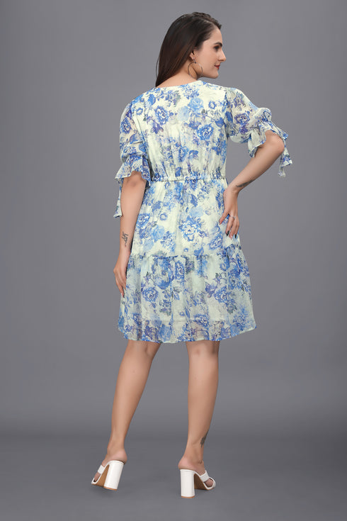 OWO THE LABEL Above Knee Length Floral Print Dress (OTLDRS2003)