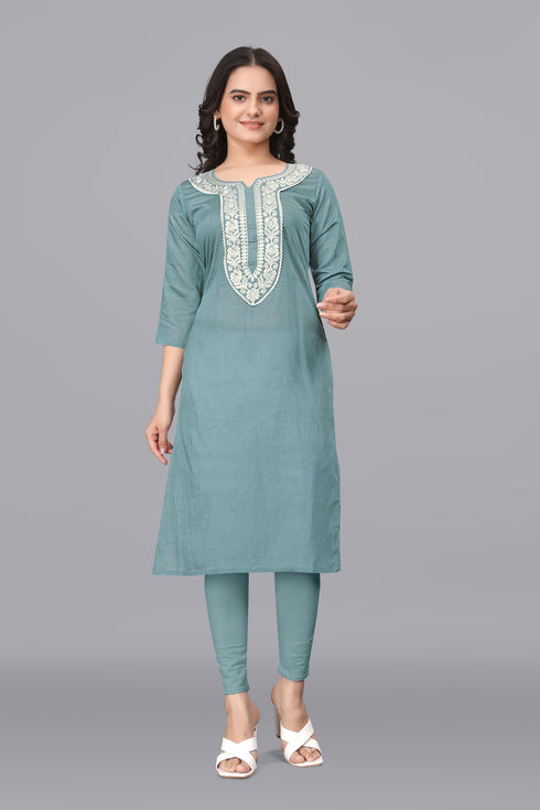 OWO THE LABEL Women Lucknowi Long Kurti (OTLKRT2014)