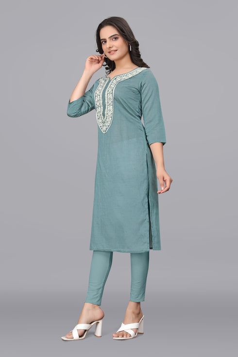 OWO THE LABEL Women Lucknowi Long Kurti (OTLKRT2014)