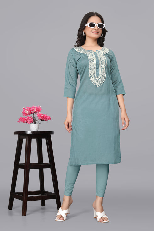 OWO THE LABEL Women Lucknowi Long Kurti (OTLKRT2014)