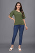 OWO THE LABEL women top green color solid pattern womens top stylish and trending (OTLTPS2000)