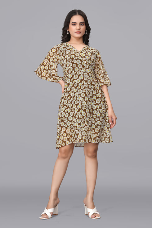 OWO THE LABEL Dress For Women Flower Print (OTLDRS2009)