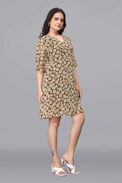 OWO THE LABEL Dress For Women Flower Print (OTLDRS2009)