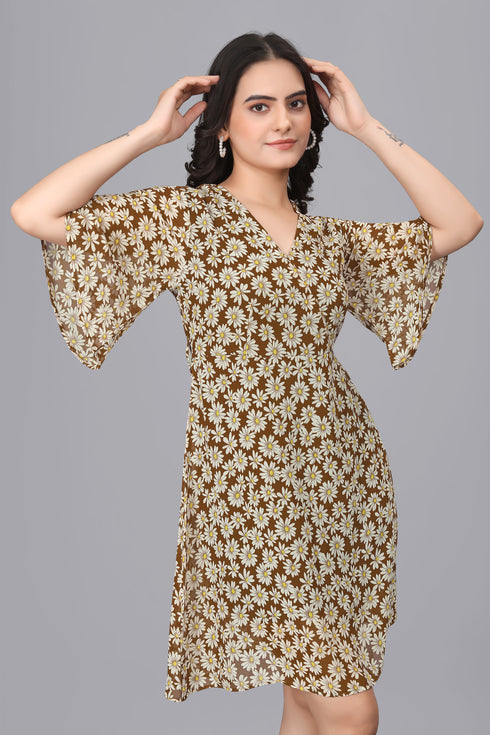 OWO THE LABEL Dress For Women Flower Print (OTLDRS2009)