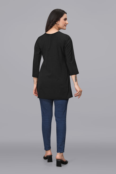 OWO THE LABEL Short Kurti For Women with Embroidery work in neck (OTLKRT2000)