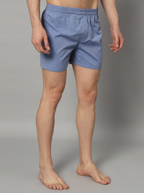 OWO THE LABEL Men’s Cotton Boxer Shorts – Comfortable and Casual in Blue