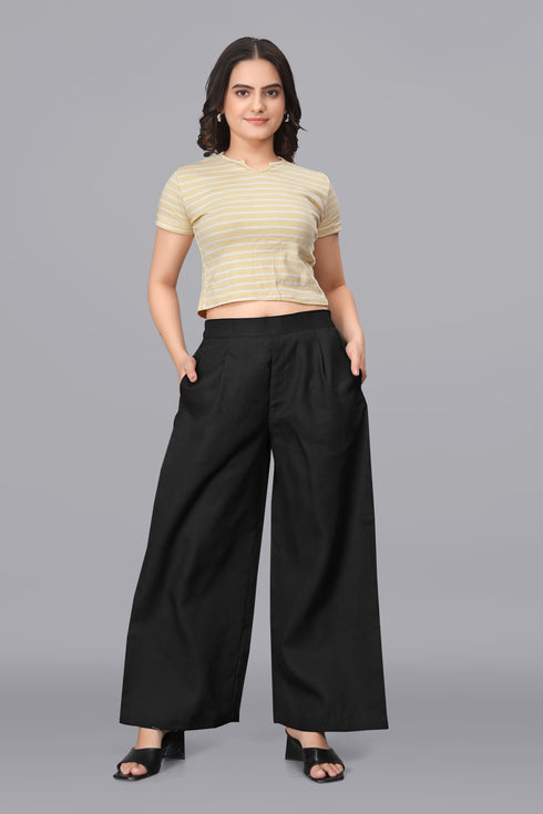 OWO THE LABEL Linen Palazzo For women (OTLPANT2002)