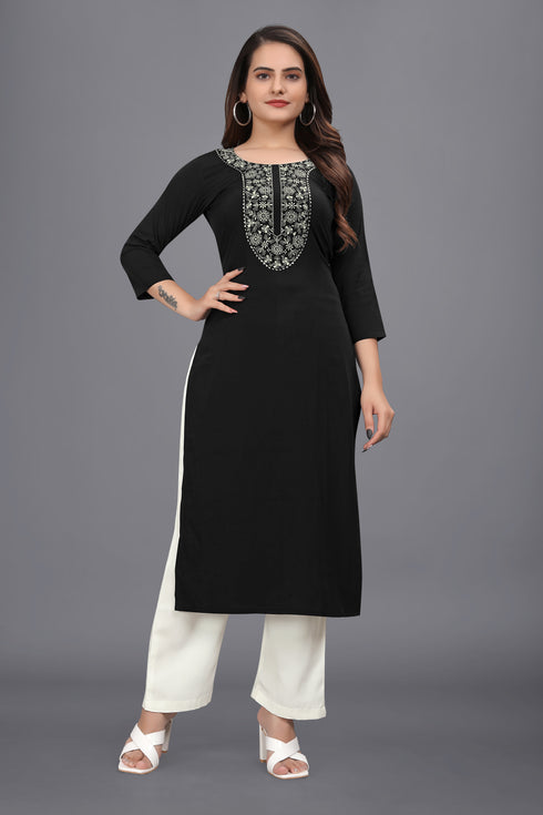 OWO THE LABEL Long Kurti For women Embroidery work in neck (OTLKRT2001)