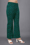 Stripe printed pant for women western wear stylish pant for womens green color party wear (OTLPNT2000)