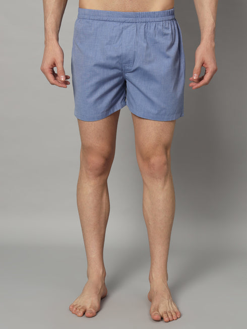 OWO THE LABEL Men’s Cotton Boxer Shorts – Comfortable and Casual in Blue