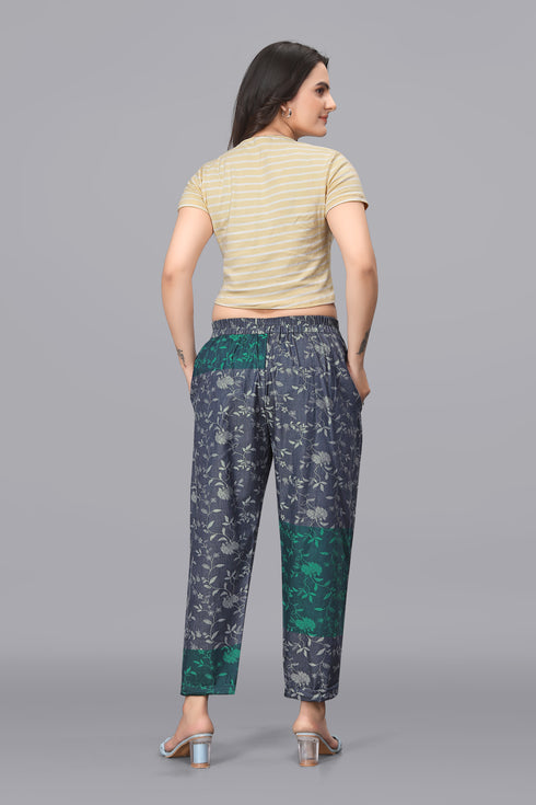 OWO THE LABEL women printed denim pant (OTLPANT2005)