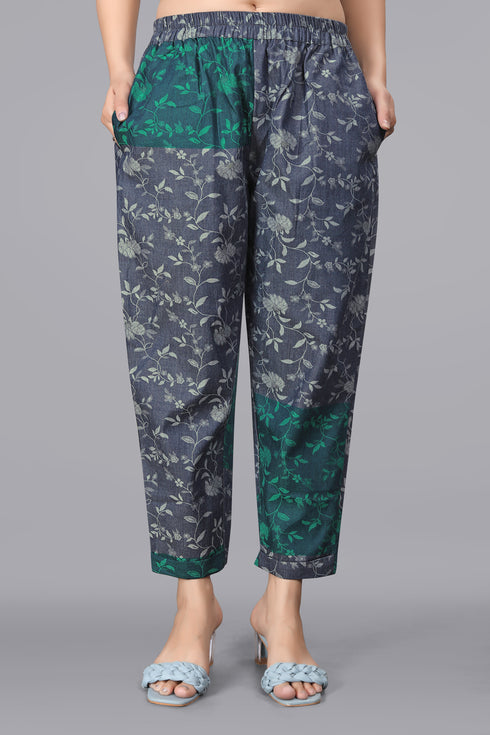 OWO THE LABEL women printed denim pant (OTLPANT2005)