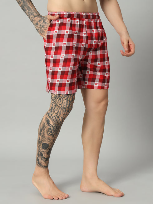 OWO THE LABEL Men’s Organic Cotton Boxer Shorts – Fresh Comfort with a Checked Print