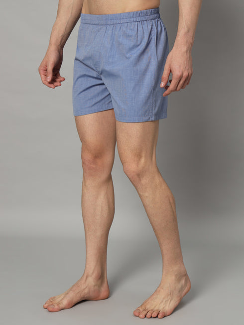 OWO THE LABEL Men’s Cotton Boxer Shorts – Comfortable and Casual in Blue