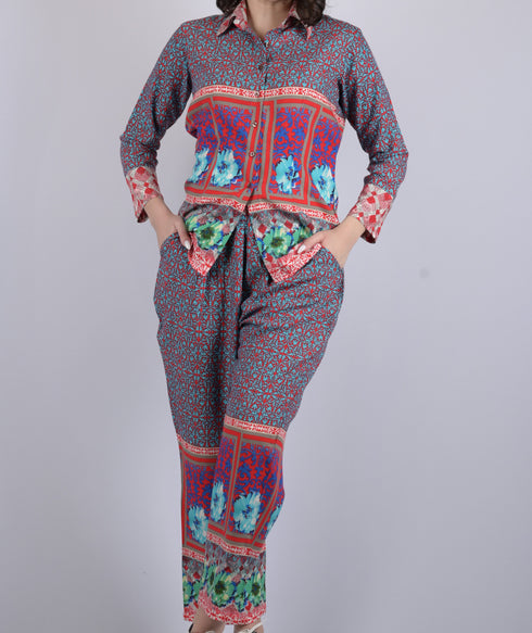 cords set for women floral printed stylish cords party wear trending pant and shirt (OTL-CRD-1319)