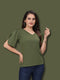 OWO THE LABEL women top green color solid pattern womens top stylish and trending (OTLTPS2000)