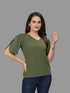 OWO THE LABEL women top green color solid pattern womens top stylish and trending (OTLTPS2000)