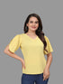 OWO THE LABEL women top yellow color solid pattern womens top stylish and trending (OTLTPS2001)