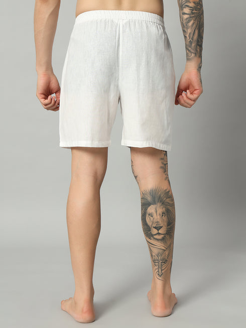 Organic Linen Men's Boxer Shorts - White | Regular Fit, Comfortable & Breathable