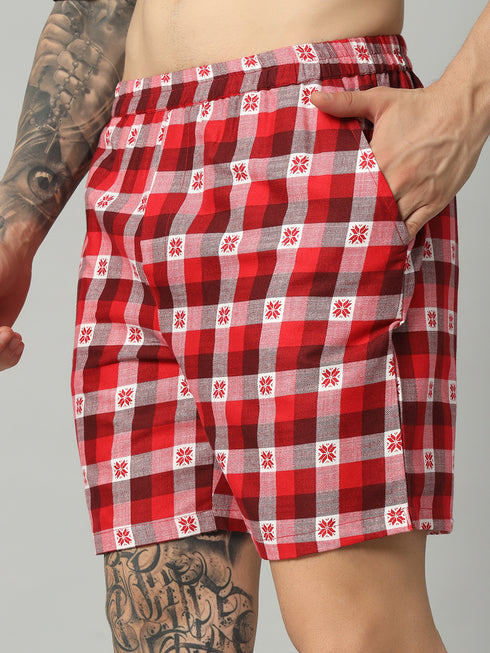 OWO THE LABEL Men’s Organic Cotton Boxer Shorts – Fresh Comfort with a Checked Print