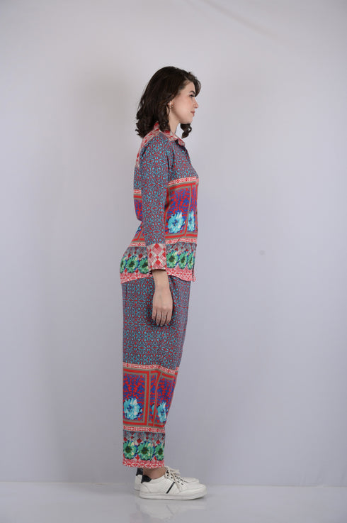 cords set for women floral printed stylish cords party wear trending pant and shirt (OTL-CRD-1319)