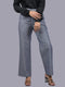 Denim for women party wear stylish pants for womens Light Grey Wide Bottom Denim Silk Pant (OTL-PNT-1005)