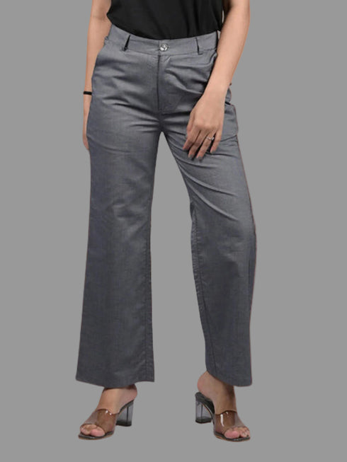 Denim pant for women western wear and party wear stylish Grey Cotton Denim Silk Pant (OTL-PNT-1007)