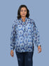top for women stylish tops western wear trending top Blue Printed Long Sleeves Top (OTL-TPS1078)