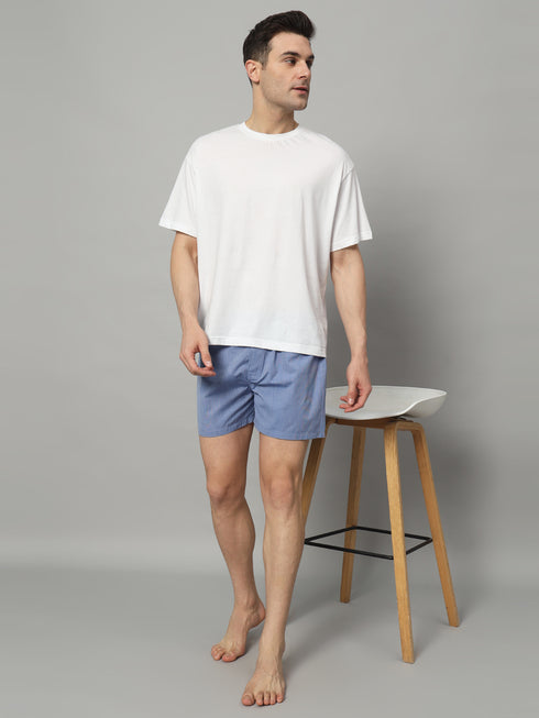 OWO THE LABEL Men’s Cotton Boxer Shorts – Comfortable and Casual in Blue
