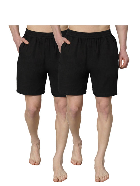 Pack Of 2, Mens Boxer, Pure Organic Linen Boxer For Men, Innerwear Shorts, Solid Boxer (OTLMB06-2)