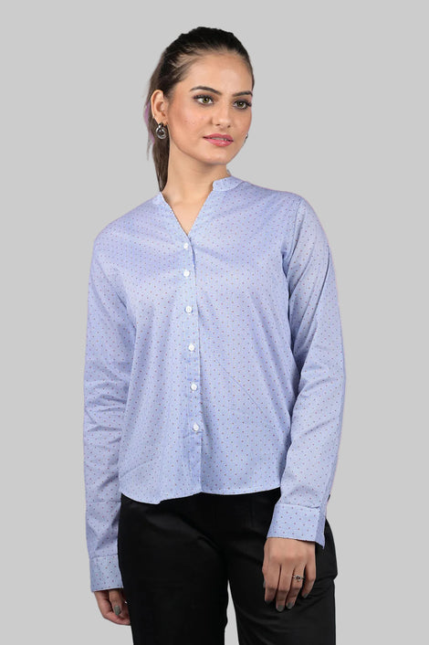 OWO THE LABEL Cotton shirt for women party wear stylish shirt for womens cotton lycra good material Small Dot Print Casual Shirt (OTL-SHRT-1002)