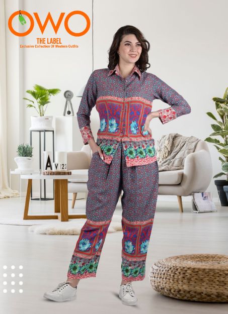cords set for women floral printed stylish cords party wear trending pant and shirt (OTL-CRD-1319)