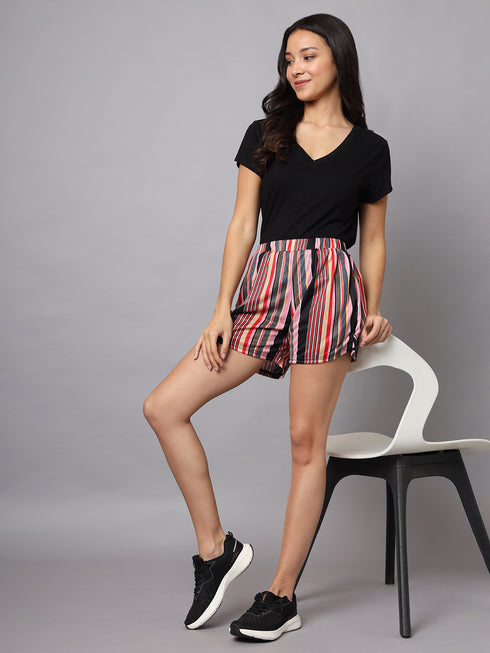 OWO The Label Women Shorts, Half Pant For Women Stripe Print, Best Quality Shorts (OTLWS01)