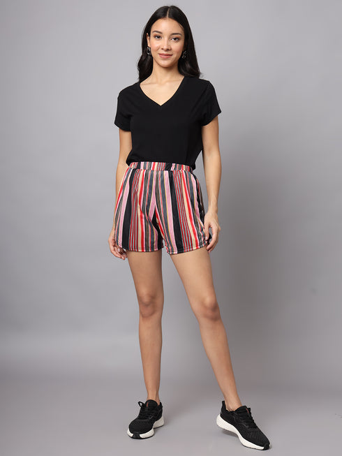 OWO The Label Women Shorts, Half Pant For Women Stripe Print, Best Quality Shorts (OTLWS01)