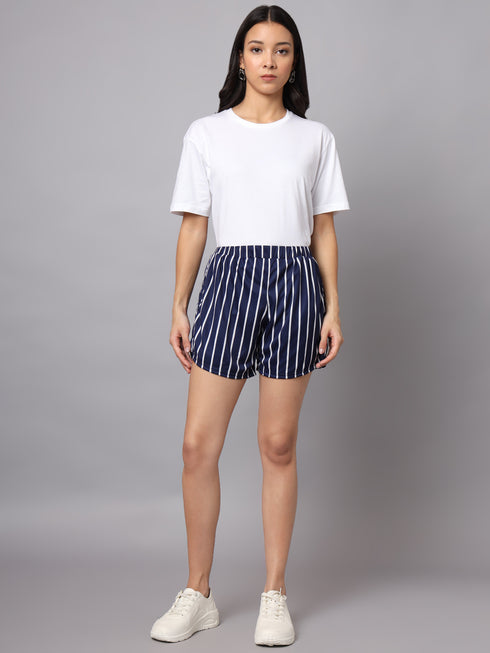 OWO The Label Women Shorts, Half Pant For Women Stripe Print, Best Quality Shorts (OTLWS06)