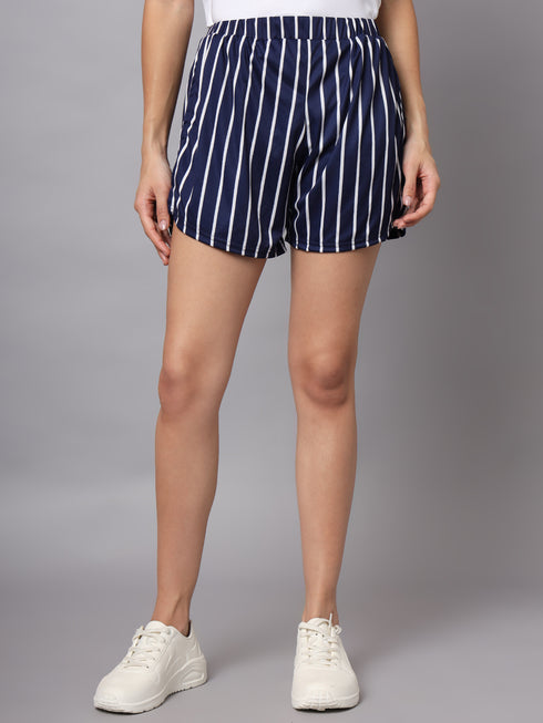 OWO The Label Women Shorts, Half Pant For Women Stripe Print, Best Quality Shorts (OTLWS06)