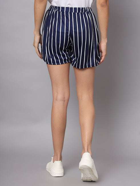 OWO The Label Women Shorts, Half Pant For Women Stripe Print, Best Quality Shorts (OTLWS06)