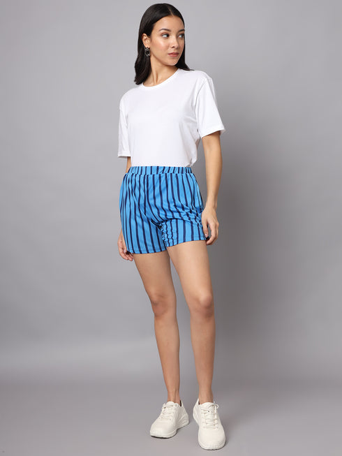 OWO The Label Women Shorts, Half Pant For Women Stripe Print, Best Quality Shorts (OTLWS07)