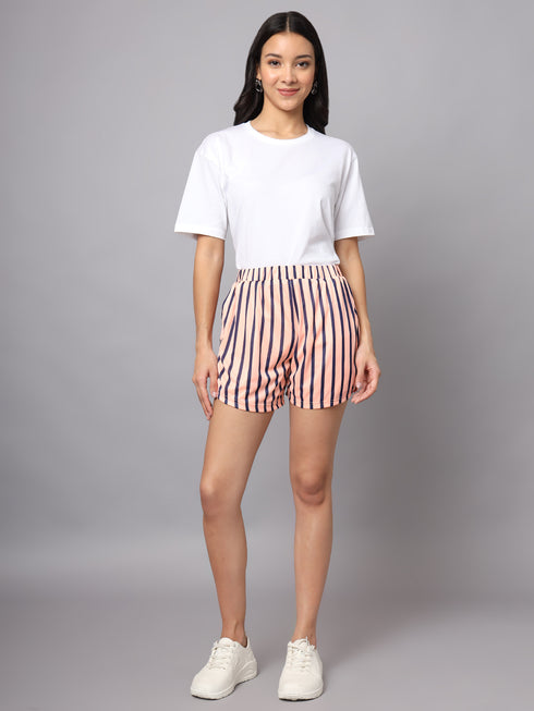 OWO The Label Women Shorts, Half Pant For Women Stripe Print, Best Quality Shorts (OTLWS08)