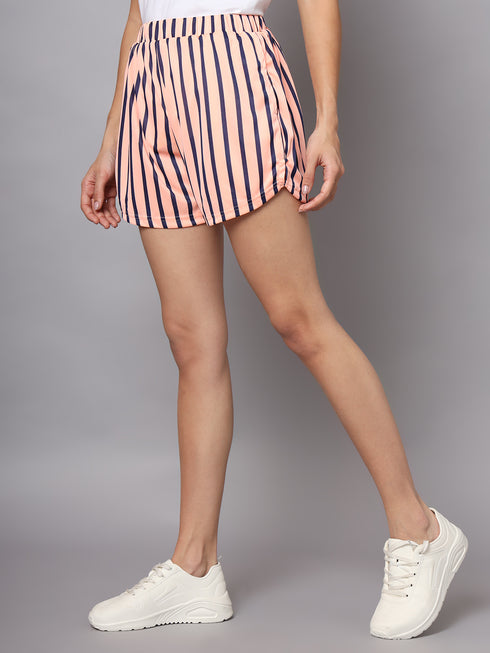 OWO The Label Women Shorts, Half Pant For Women Stripe Print, Best Quality Shorts (OTLWS08)
