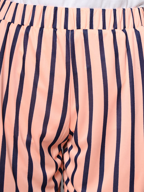 OWO The Label Women Shorts, Half Pant For Women Stripe Print, Best Quality Shorts (OTLWS08)