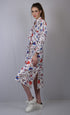 Women's White Floral Print Cotton Shirt Dress with Belt | Long Sleeve Midi Dress | OWO THE LABEL