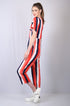 Party wear Stripe printed jumpsuit for Women Red &White Striped Jumpsuit (OTL-JMS1001)