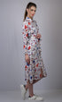 Women's White Floral Print Cotton Shirt Dress with Belt | Long Sleeve Midi Dress | OWO THE LABEL